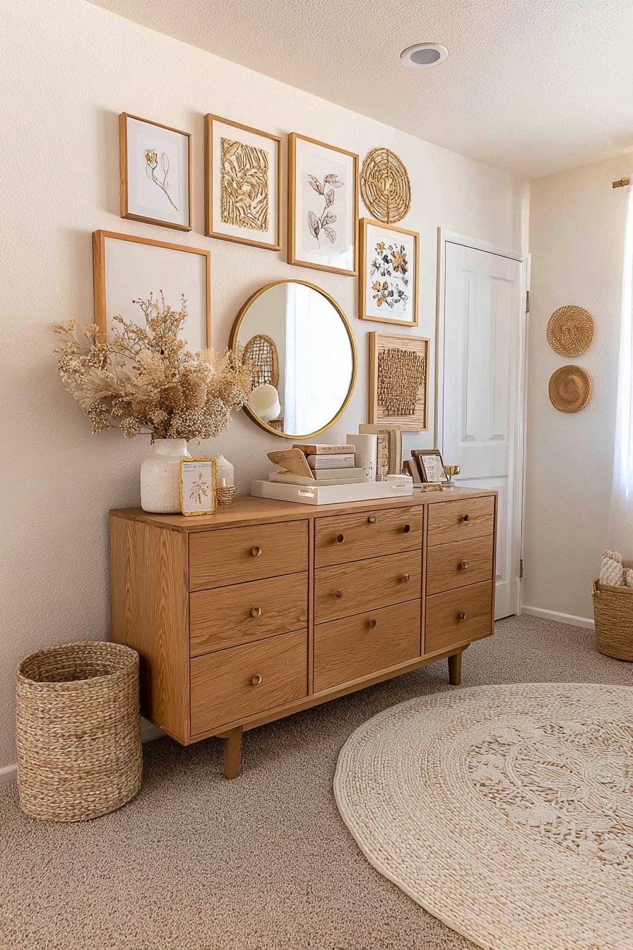 Eclectic Gallery Wall with Natural Frames