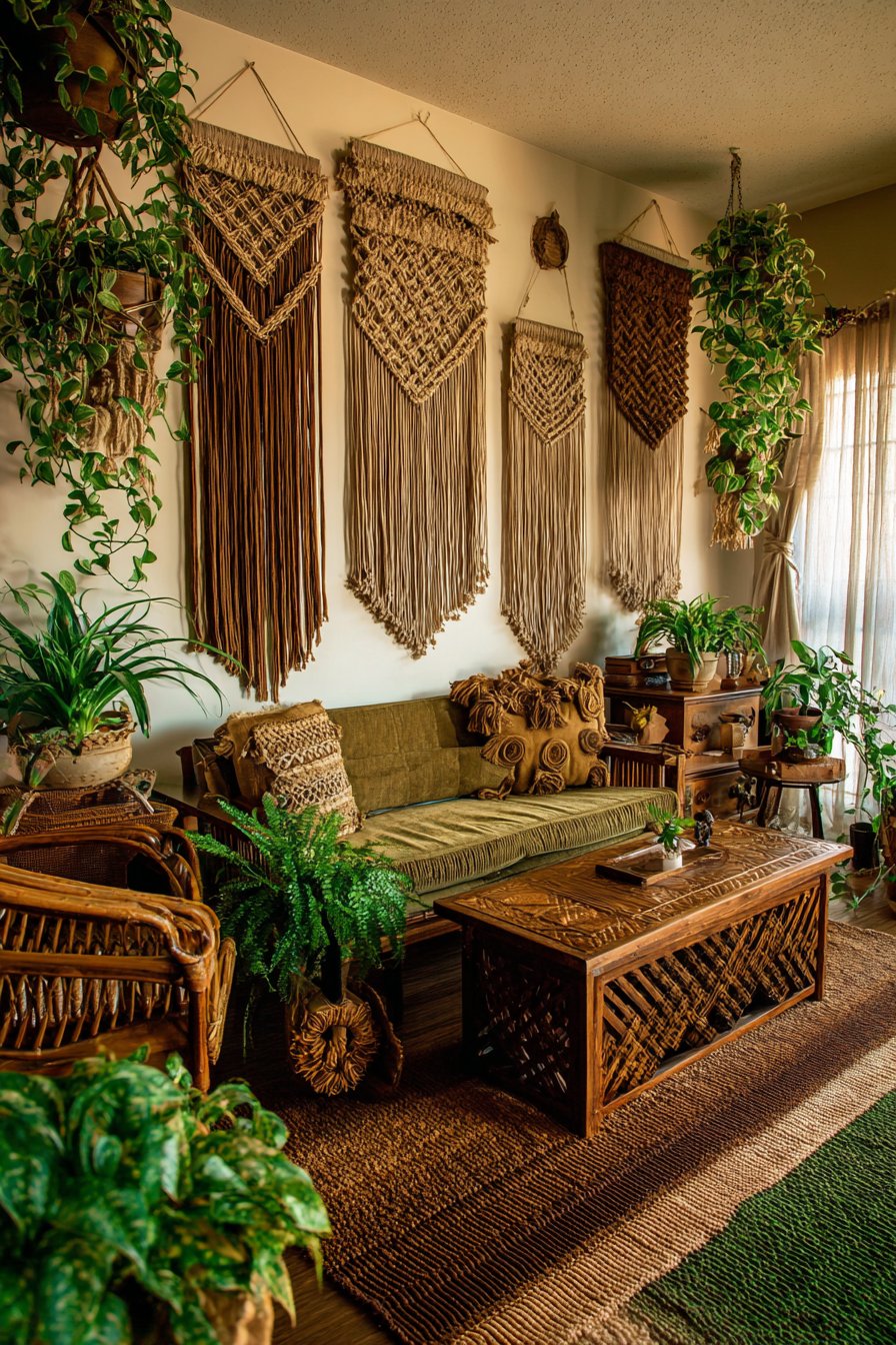 Bohemian Olive with Carved Walnut Eclecticism