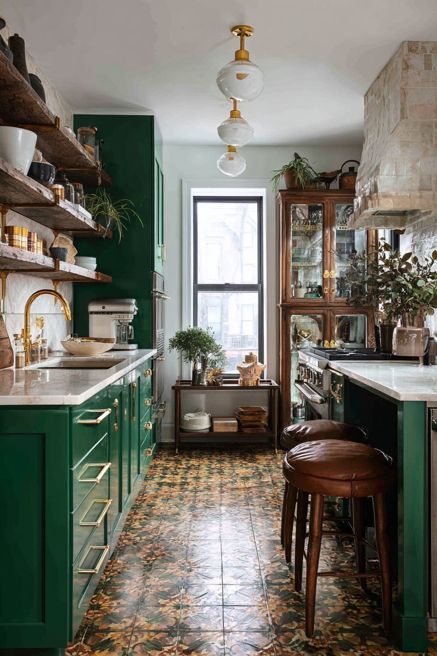 Deep Green with Cement Tiles