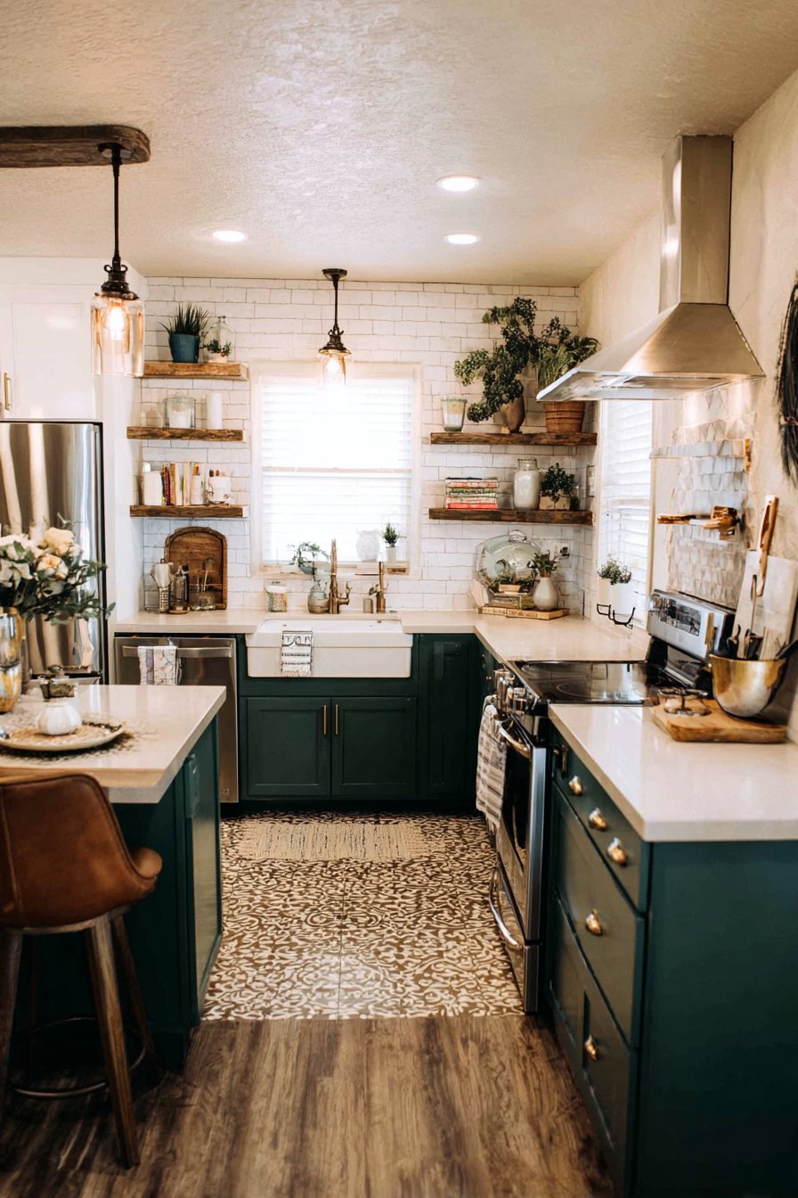 Deep Green with Cement Tiles