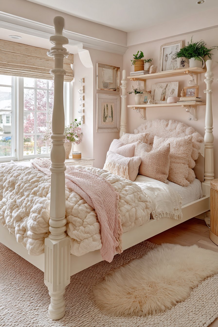 Ethereal Four-Poster Fairy Light Bed