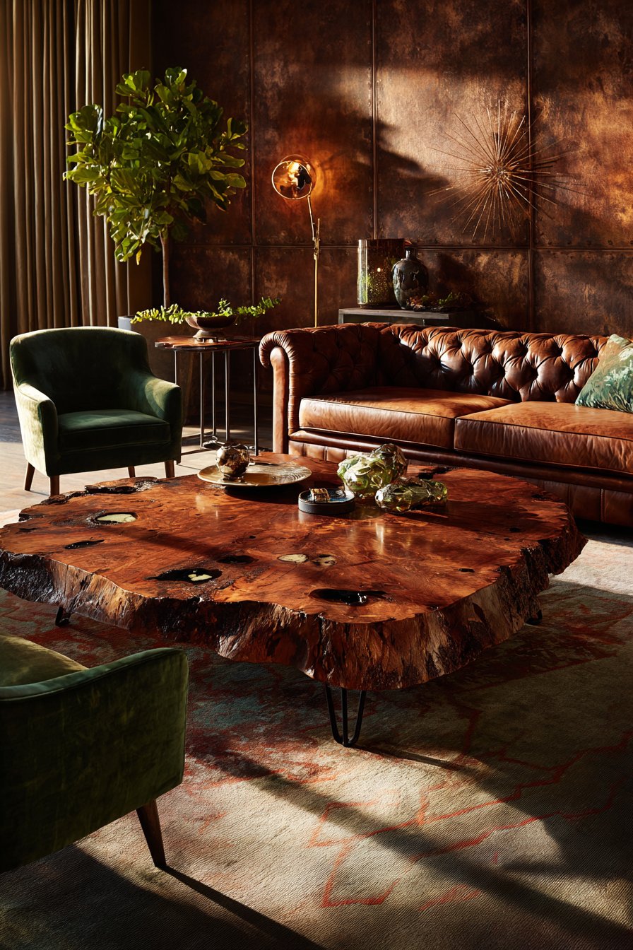 Walnut Burl Coffee Table Centerpiece