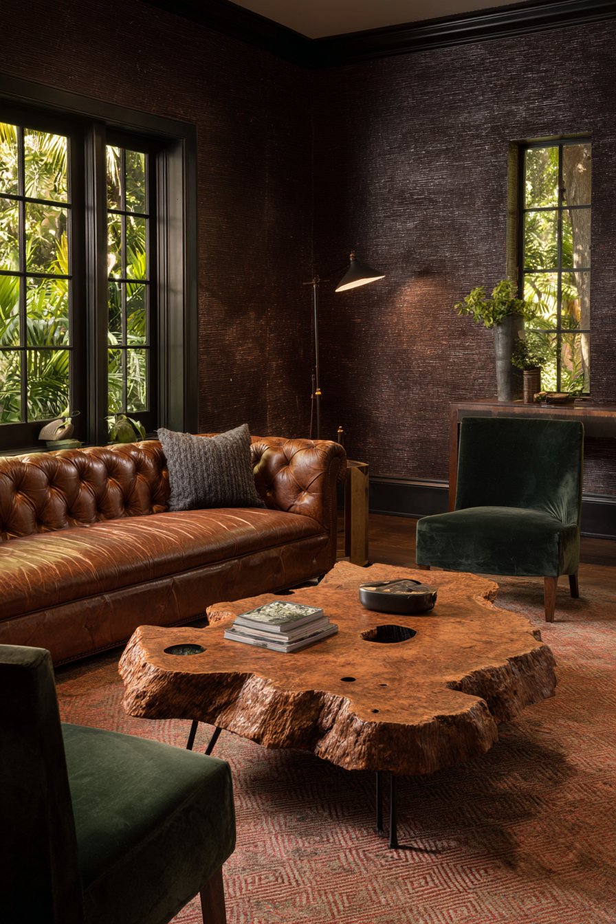 Walnut Burl Coffee Table Centerpiece