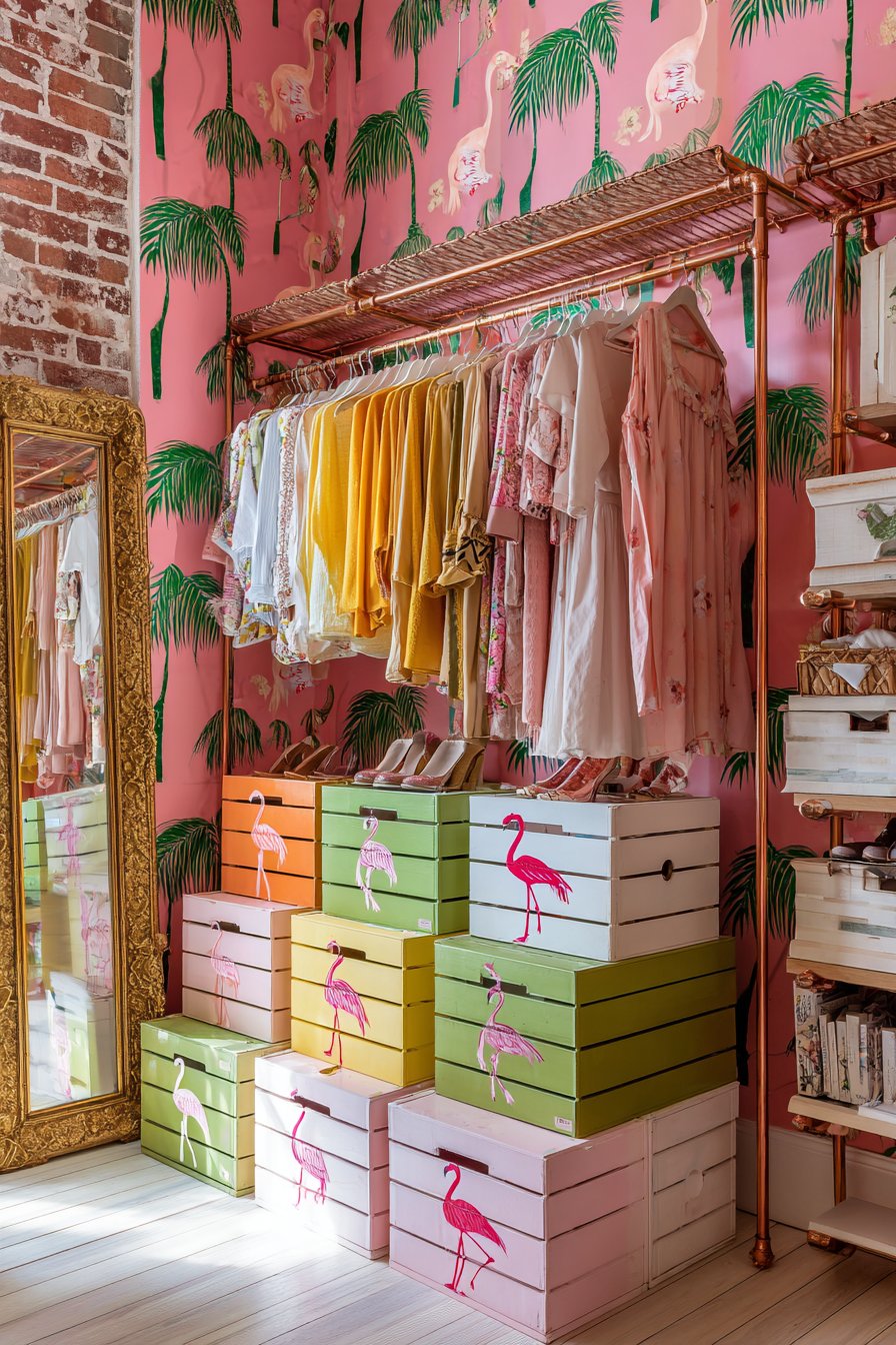 Rainbow Organized Open Closet Display