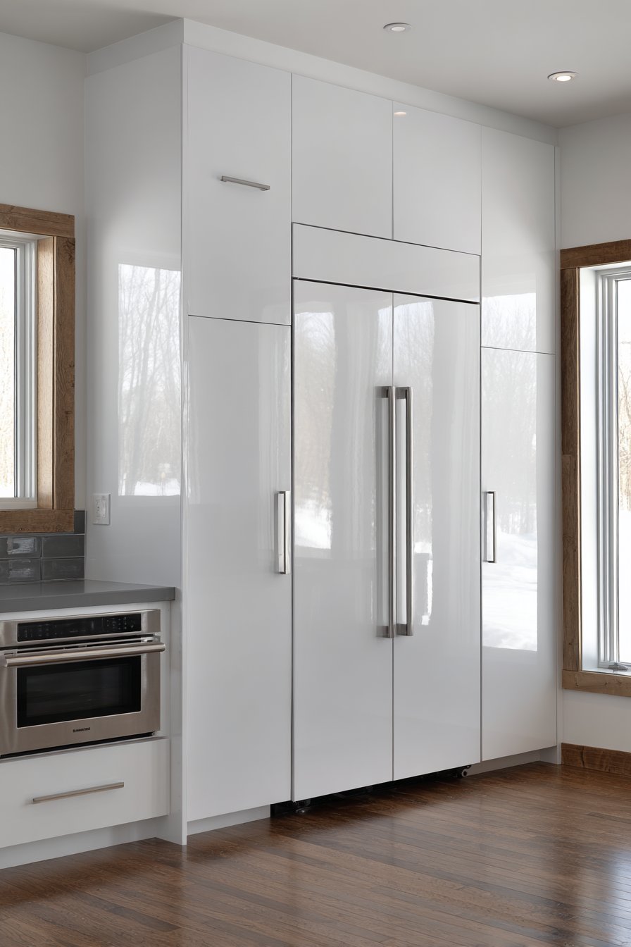 Floor-to-Ceiling Glossy White Pantry