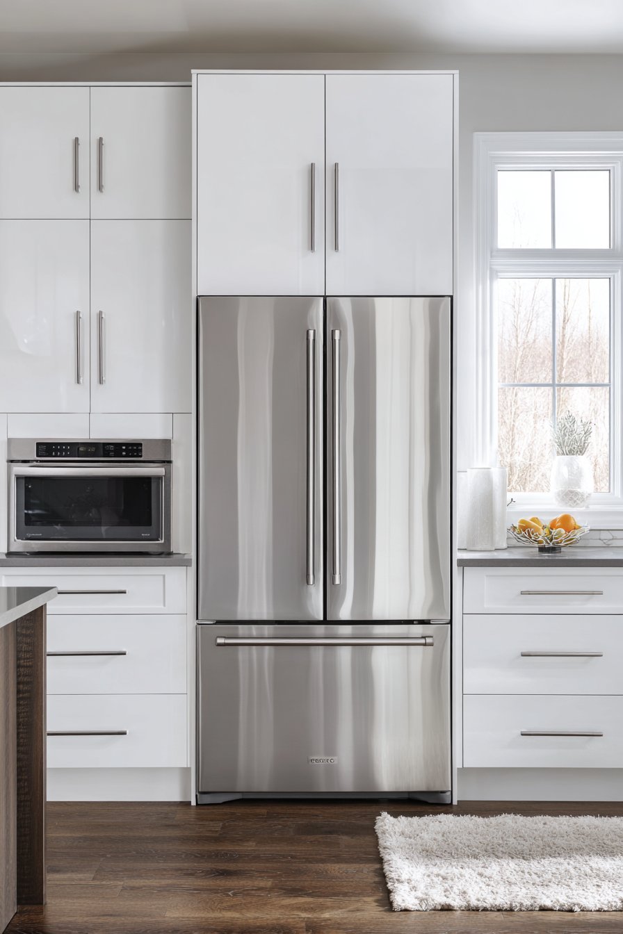 Floor-to-Ceiling Glossy White Pantry