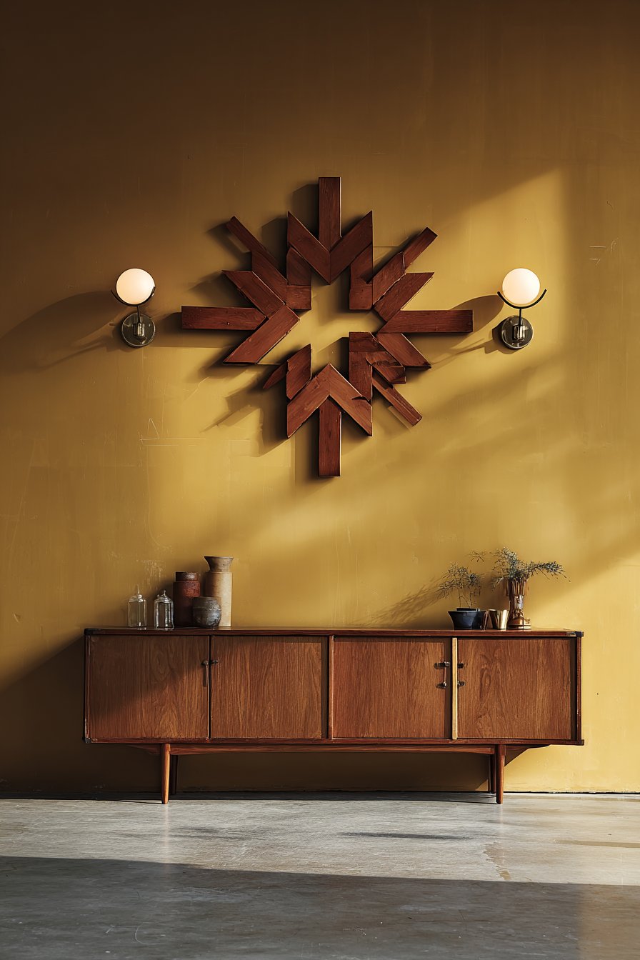 Mid-Century Modern Geometric Wood Art