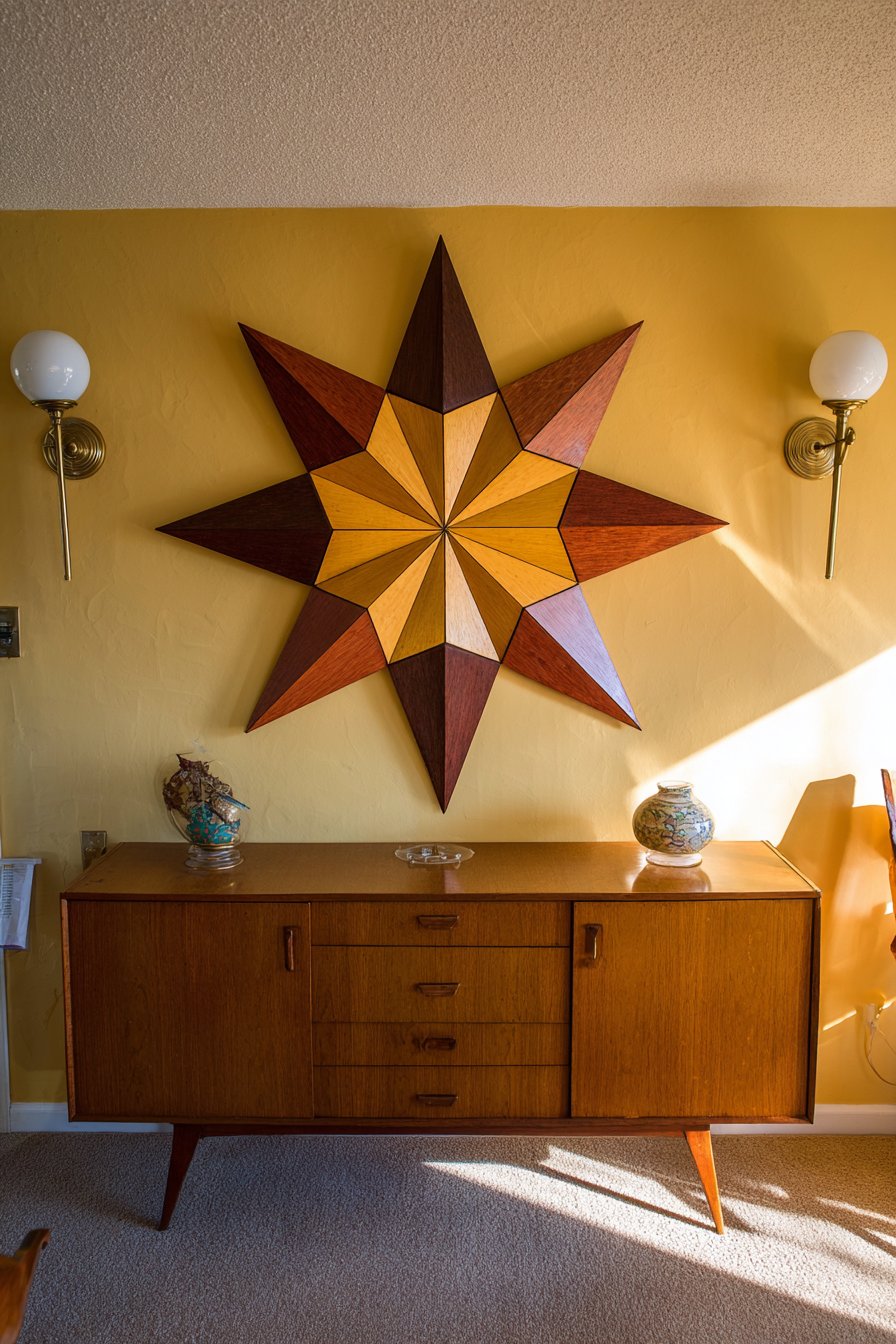 Mid-Century Modern Geometric Wood Art