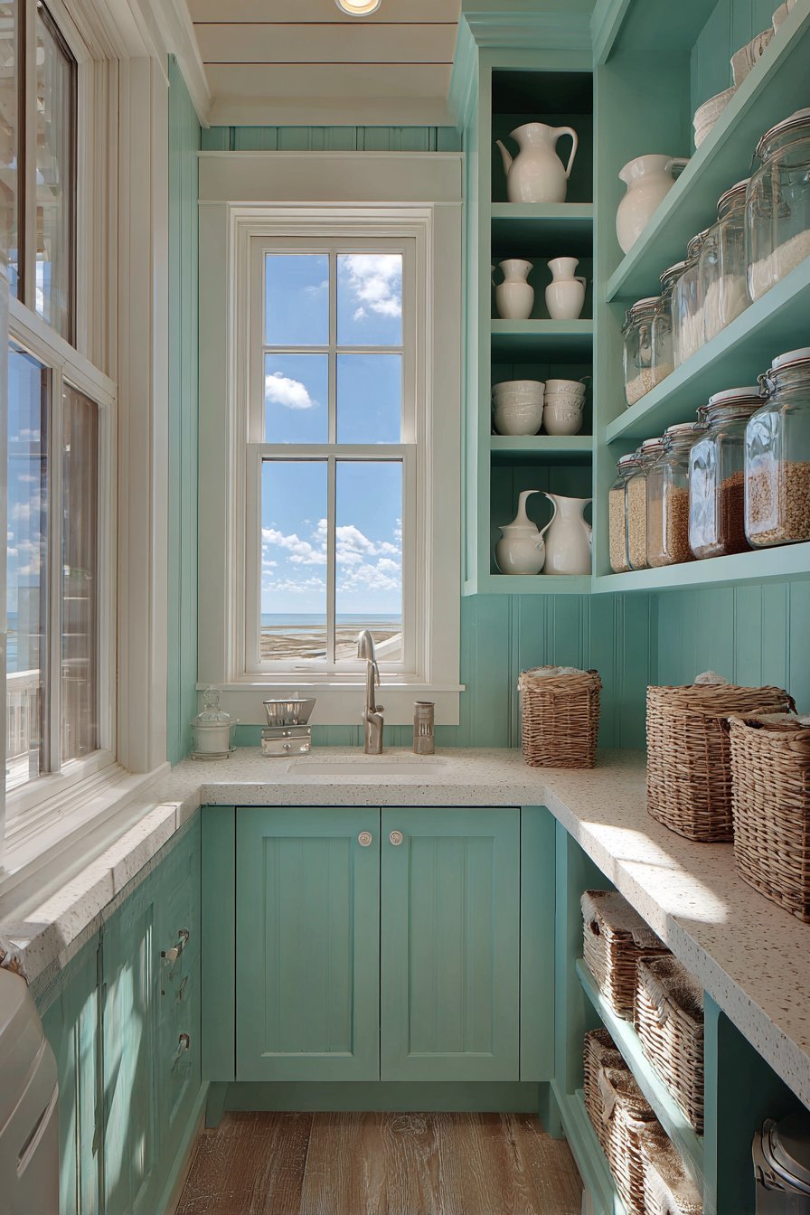 Coastal Seafoam Blue with Weathered White Accents