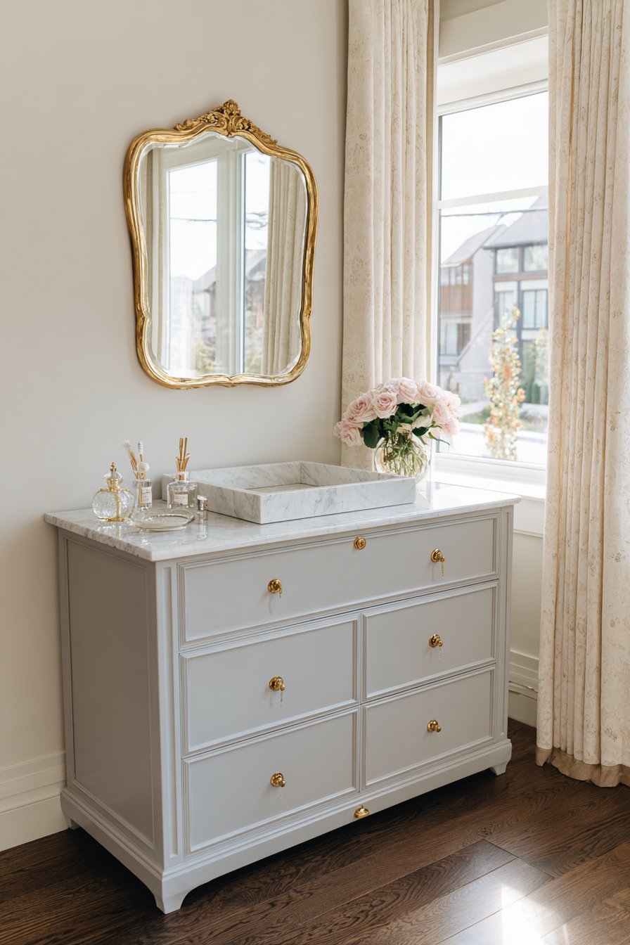 Antique-Inspired Dresser with Marble Top