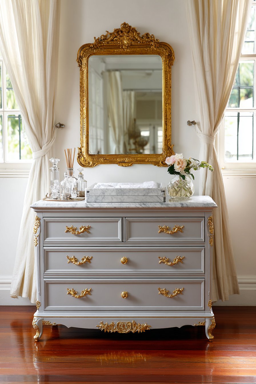 Antique-Inspired Dresser with Marble Top