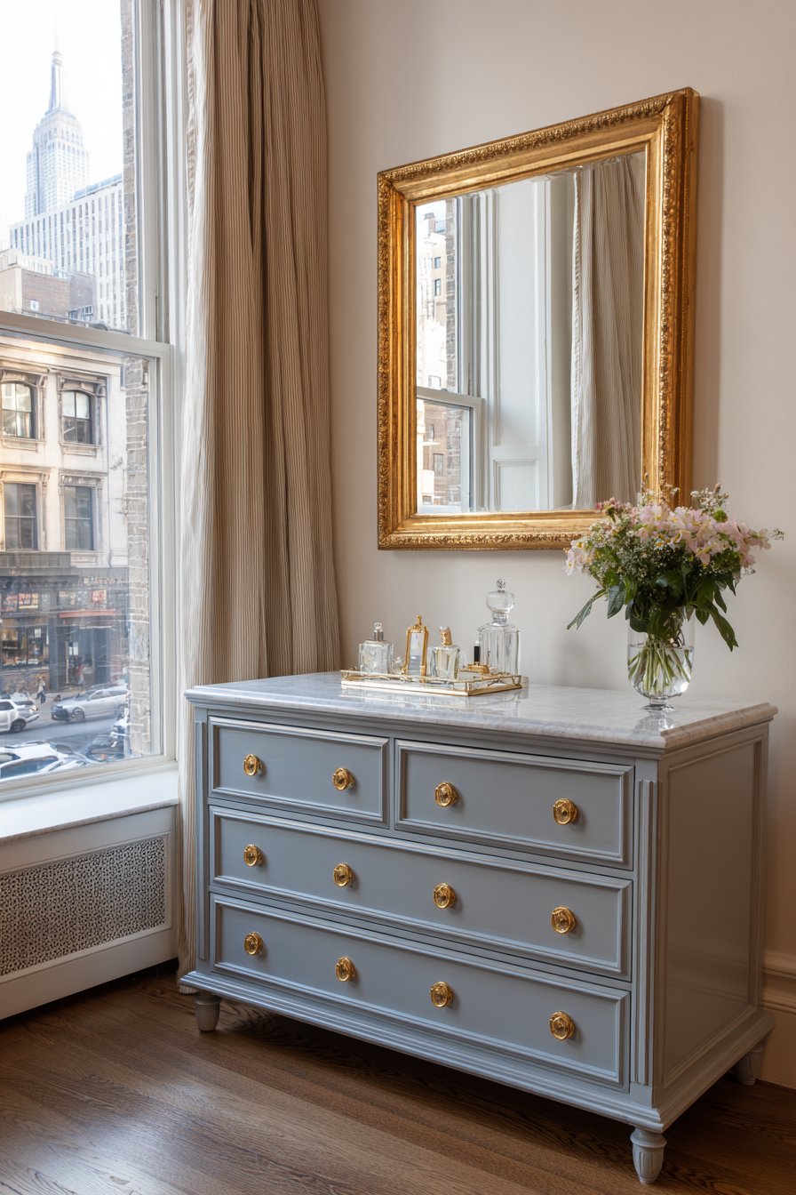 Antique-Inspired Dresser with Marble Top