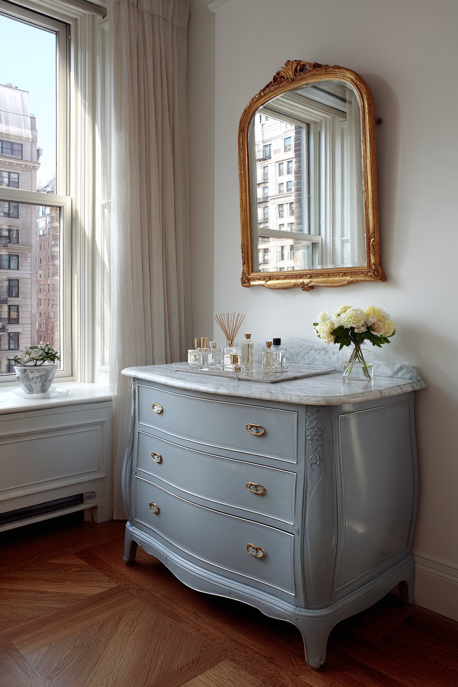 Antique-Inspired Dresser with Marble Top