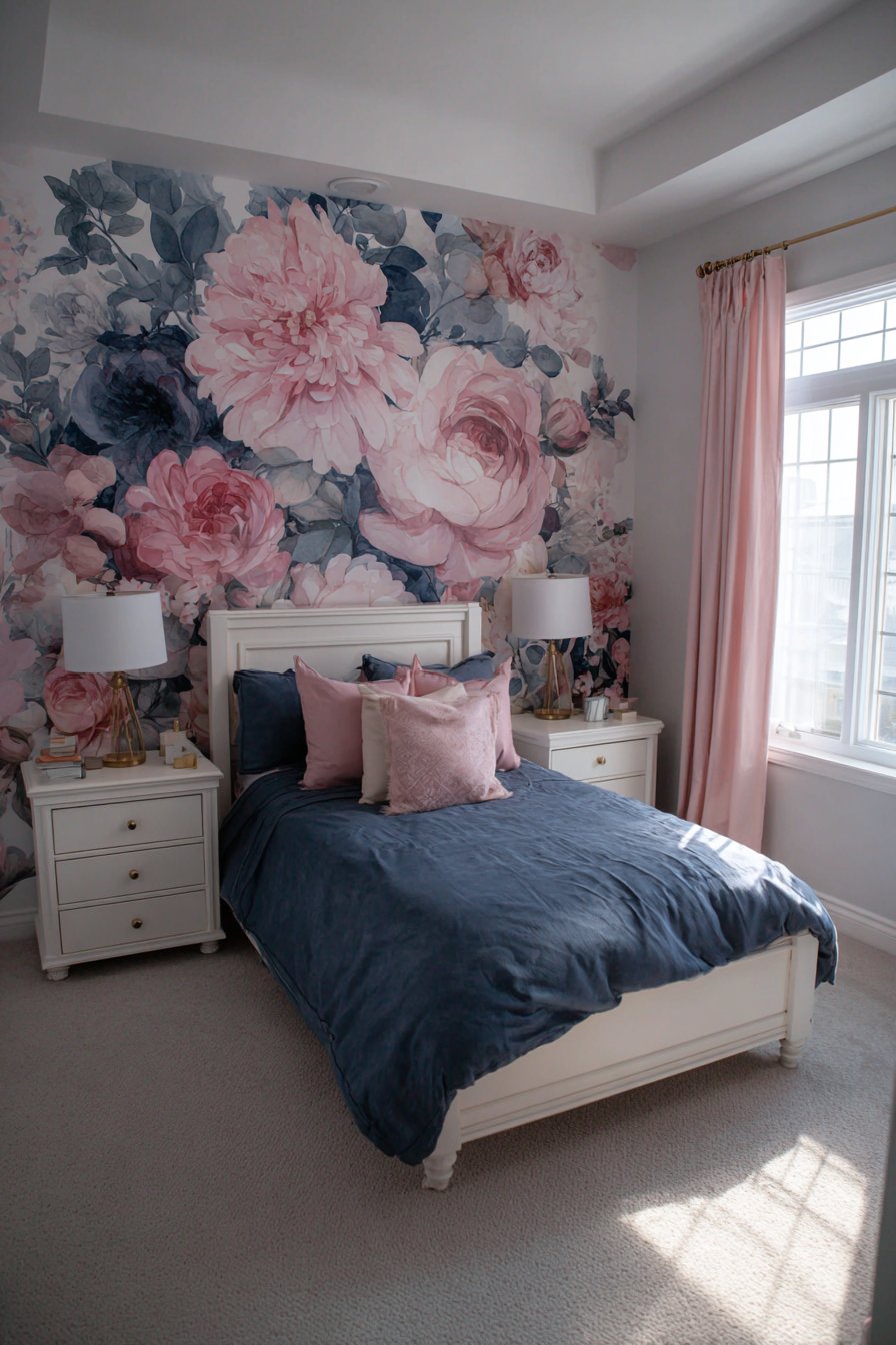 Preppy Navy and Hot Pink Bedroom