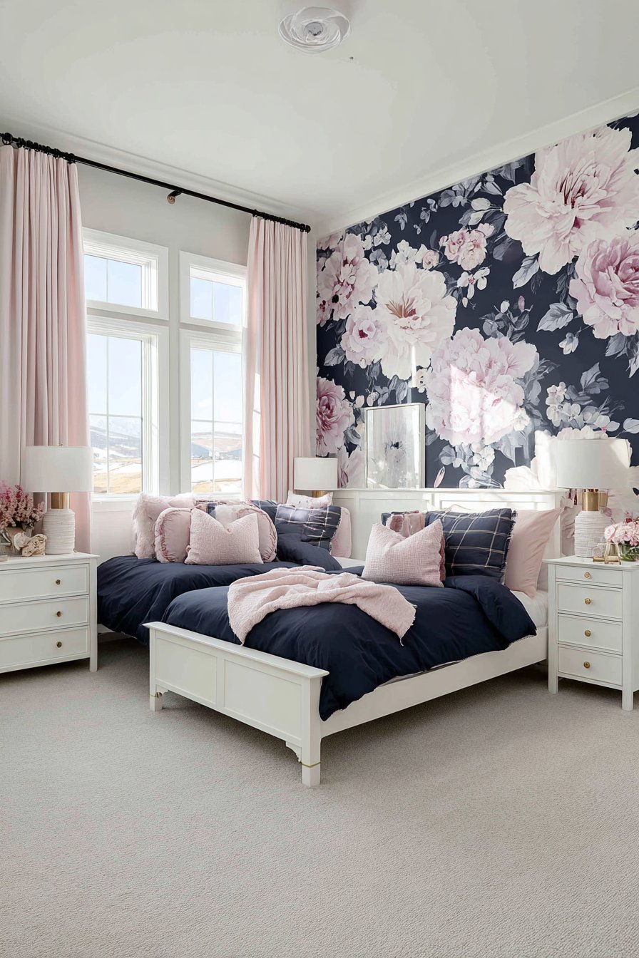 Preppy Navy and Hot Pink Bedroom