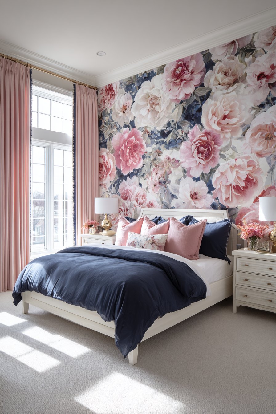 Preppy Navy and Hot Pink Bedroom