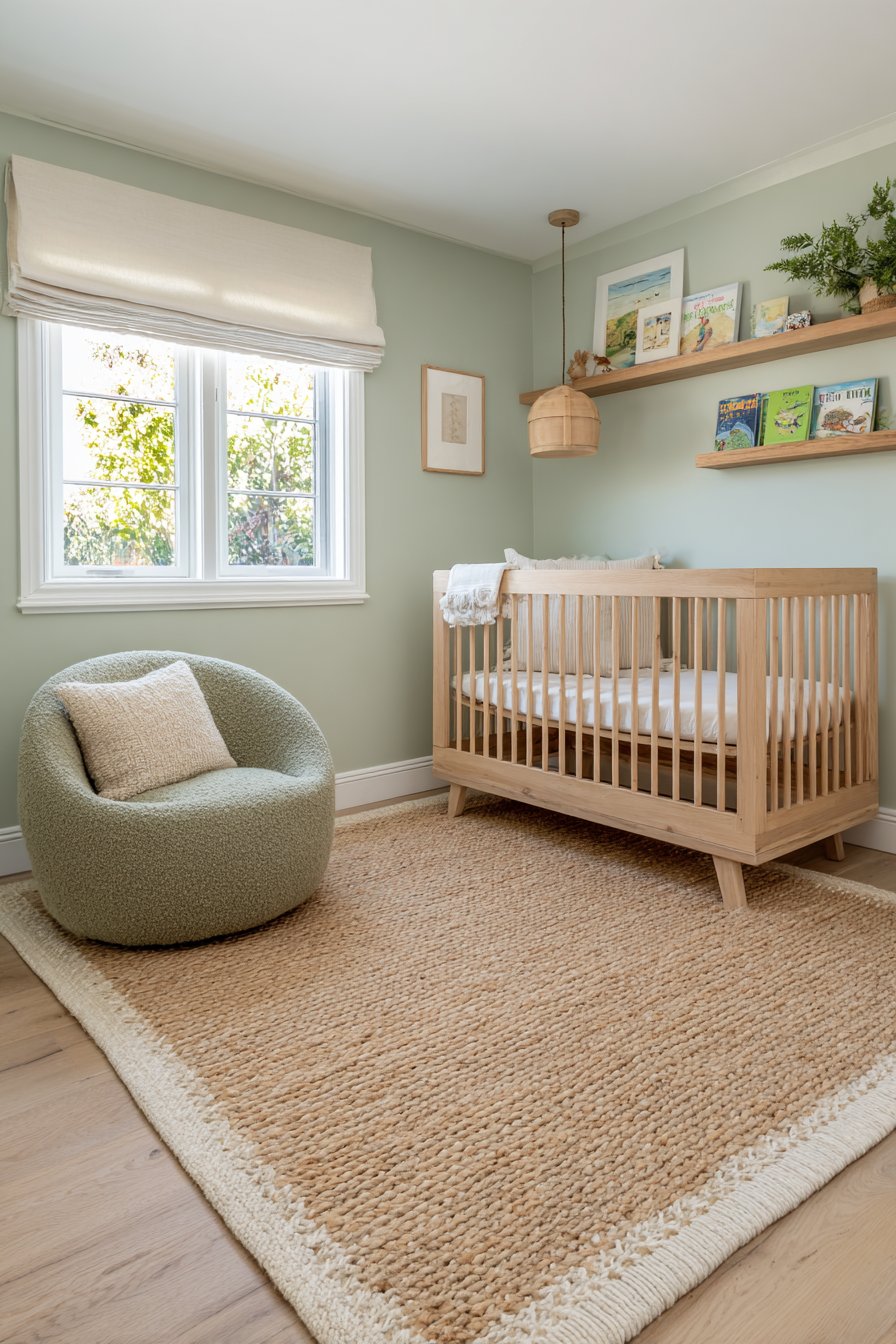 Serene Nursery with Sage-Olive Walls
