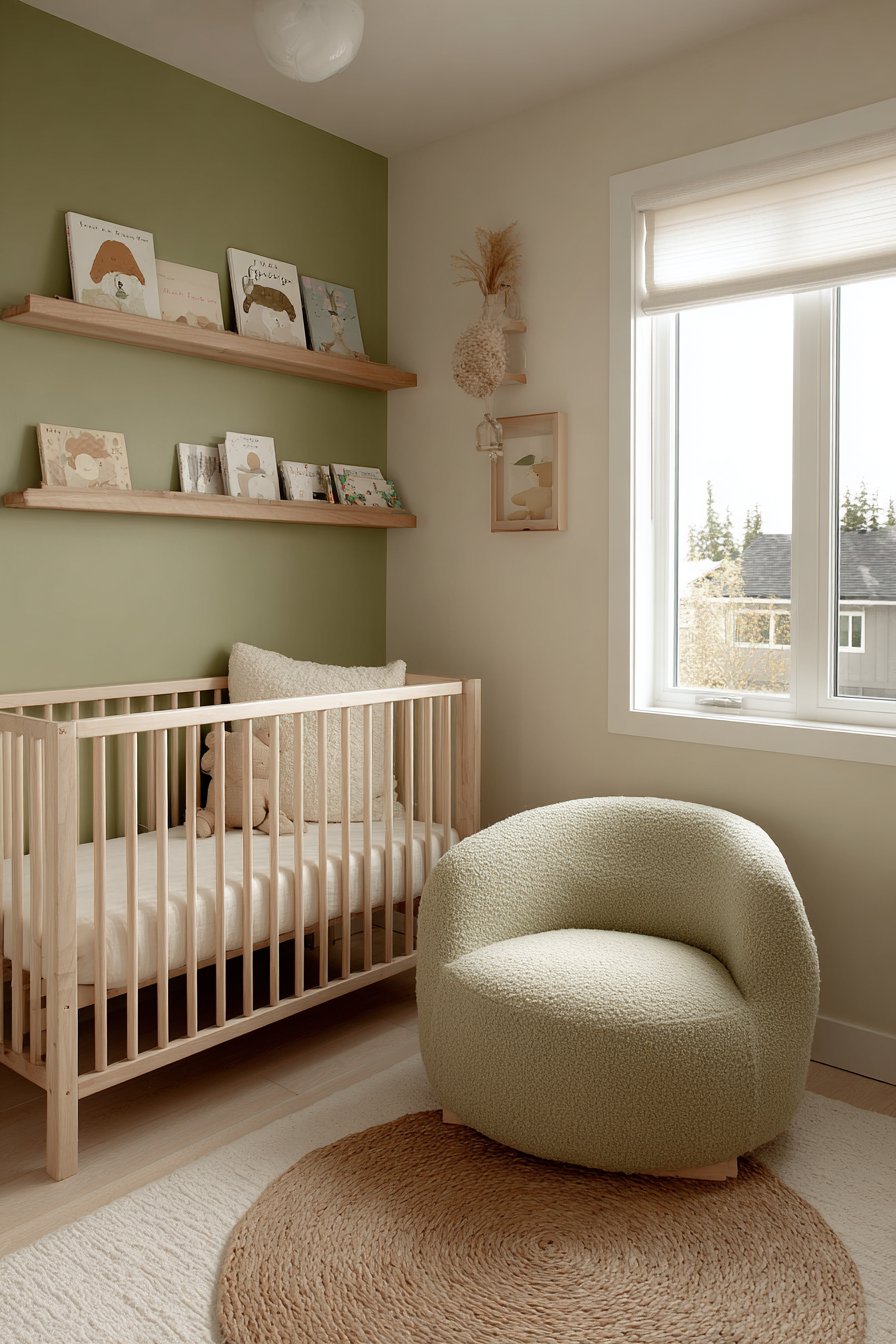 Serene Nursery with Sage-Olive Walls