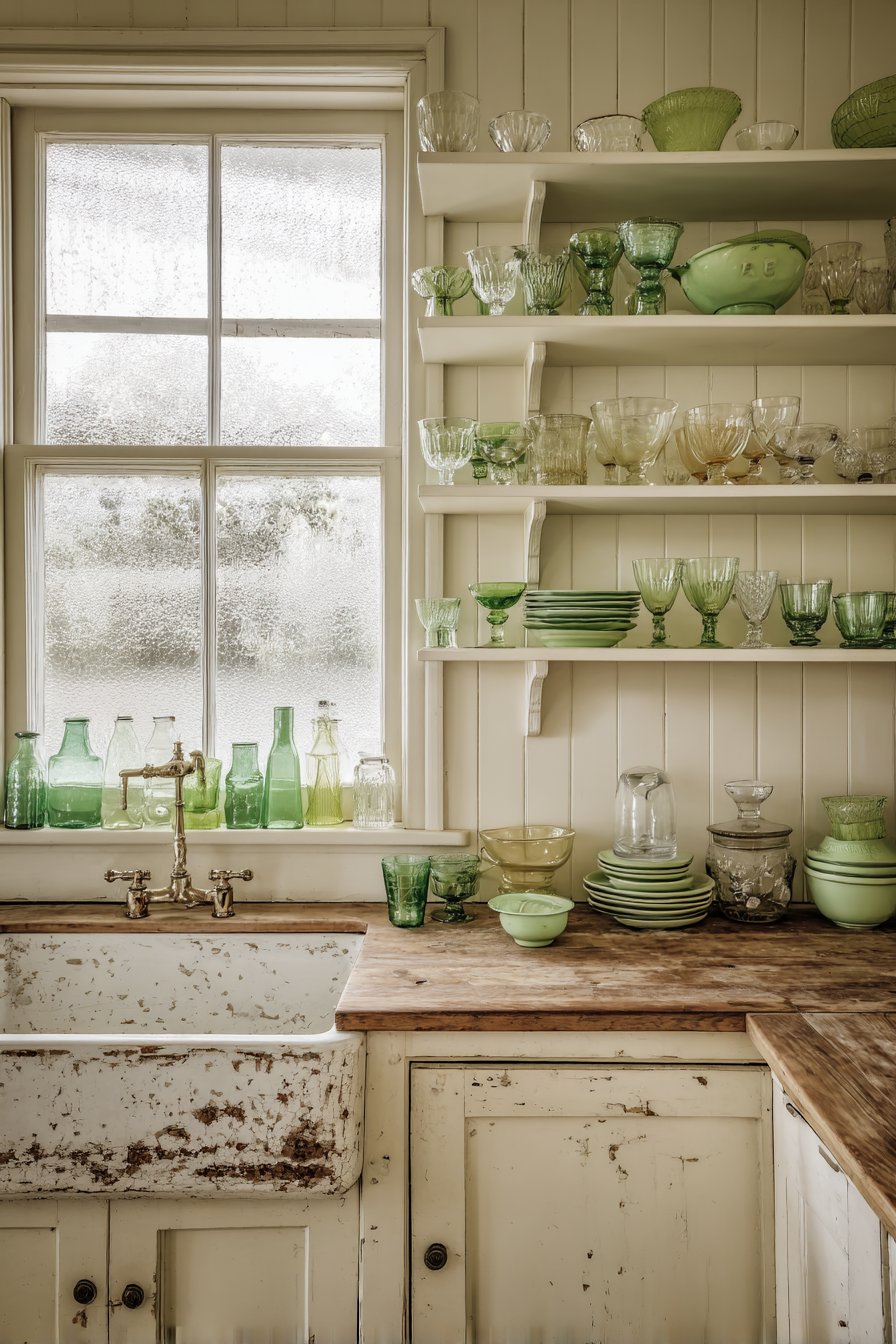 Vintage-Inspired Olive Green Cottage Kitchen