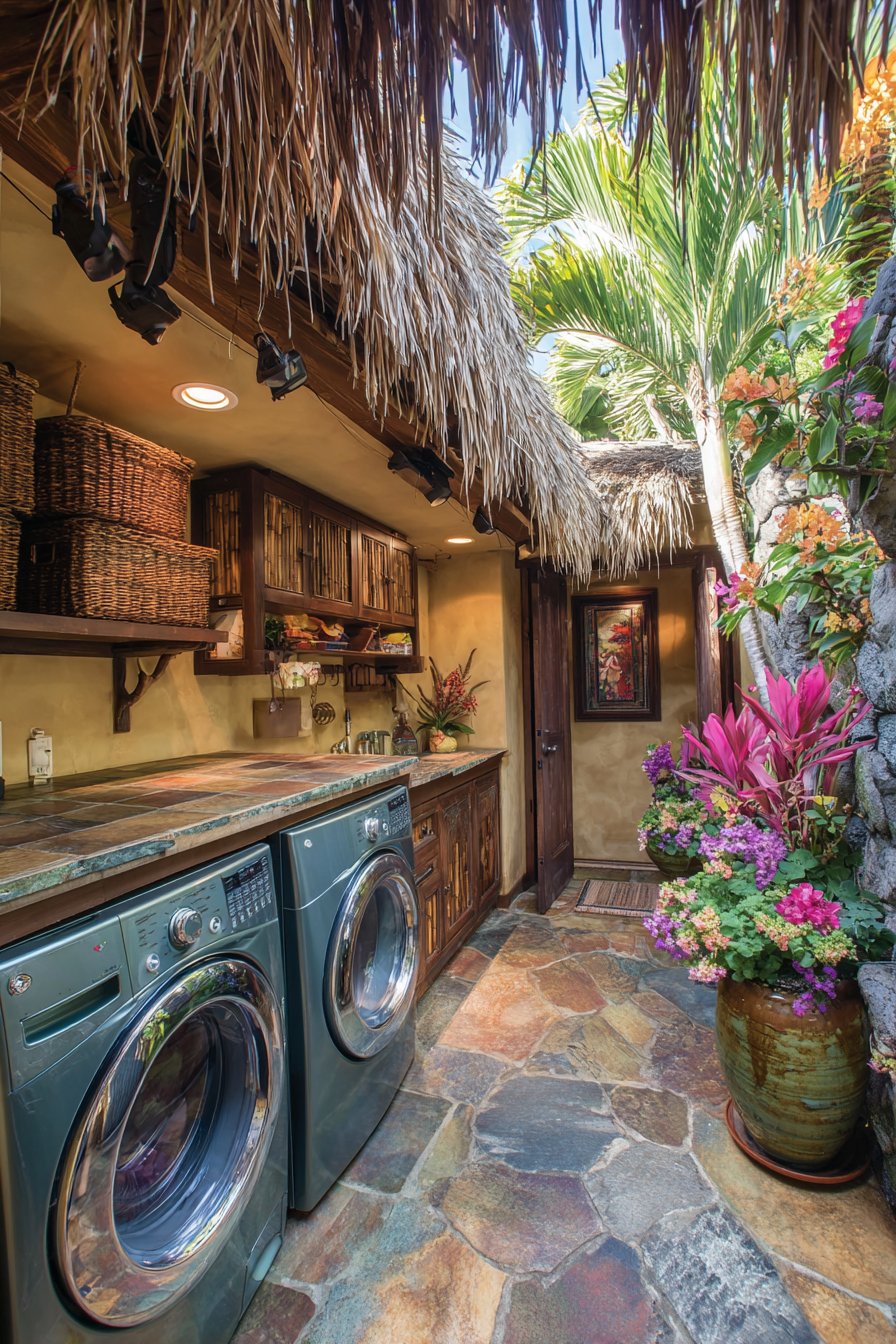 Tropical Teak Louvered Laundry