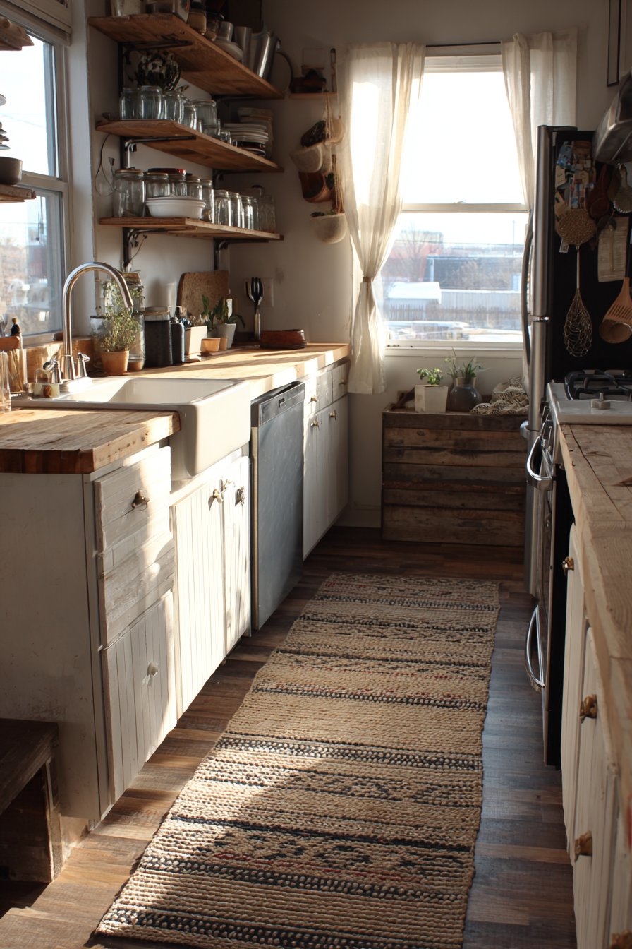 Compact Farmhouse Kitchen with Vintage Charm