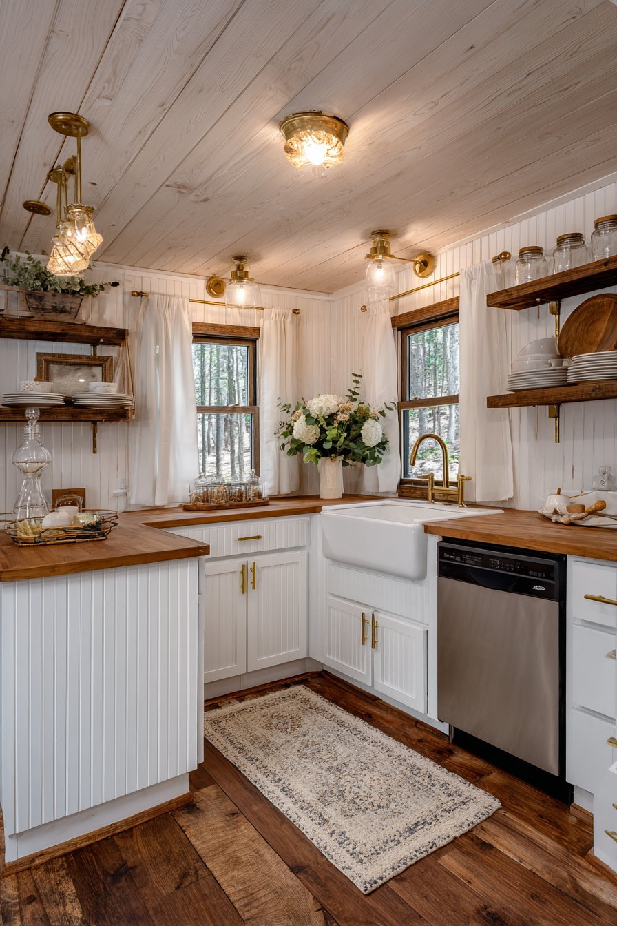 Compact Farmhouse Kitchen with Vintage Charm