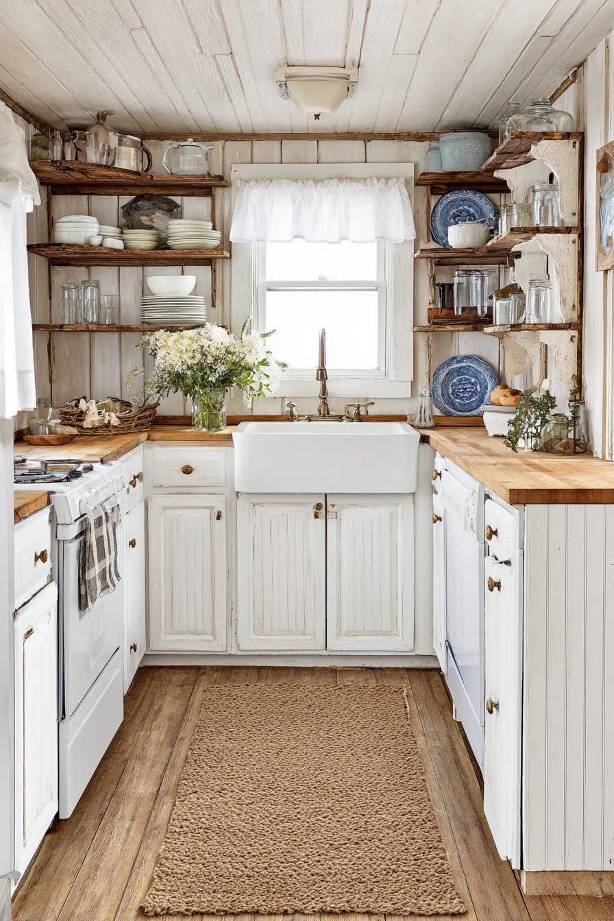 Compact Farmhouse Kitchen with Vintage Charm