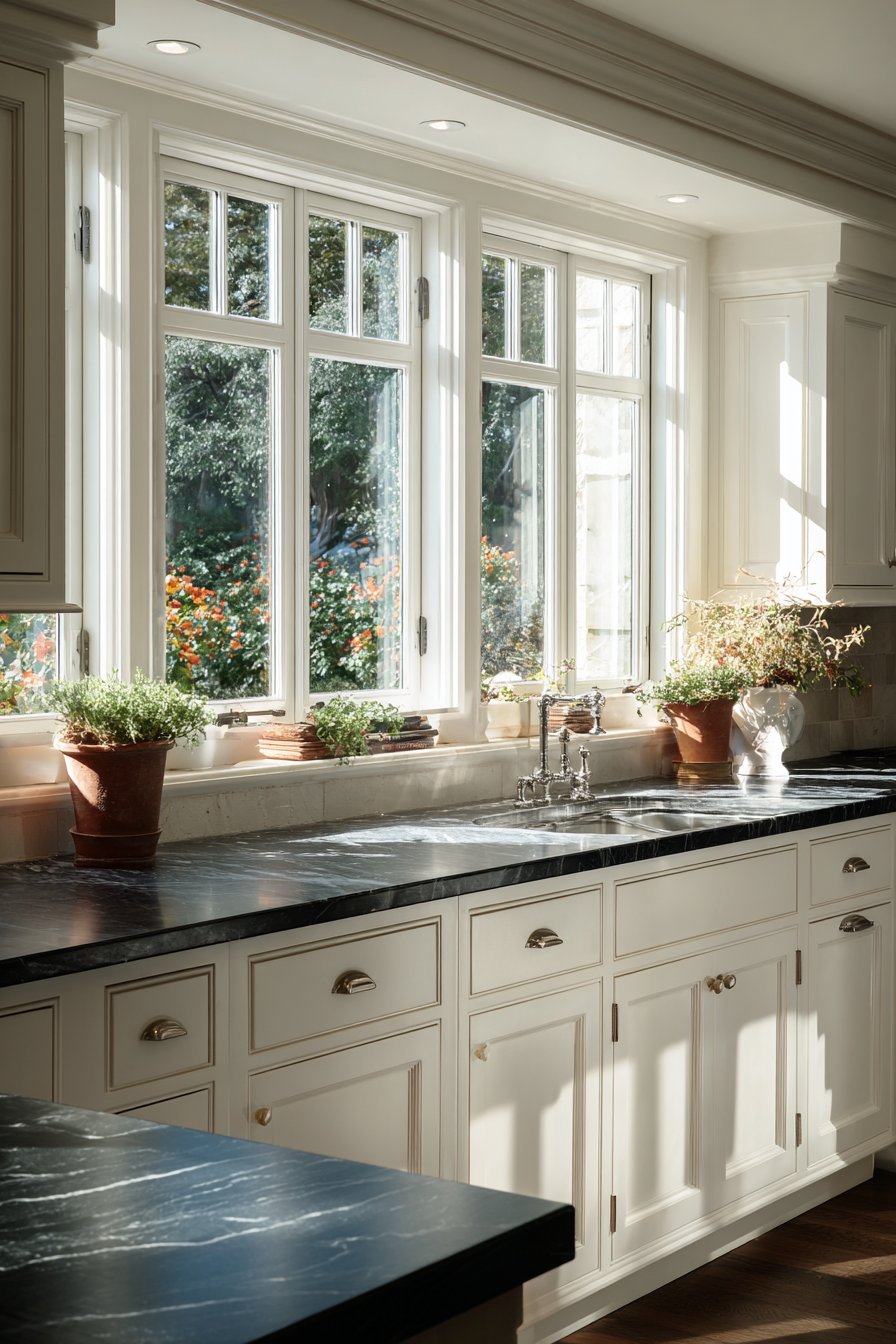 Marble Windowsill Workspace