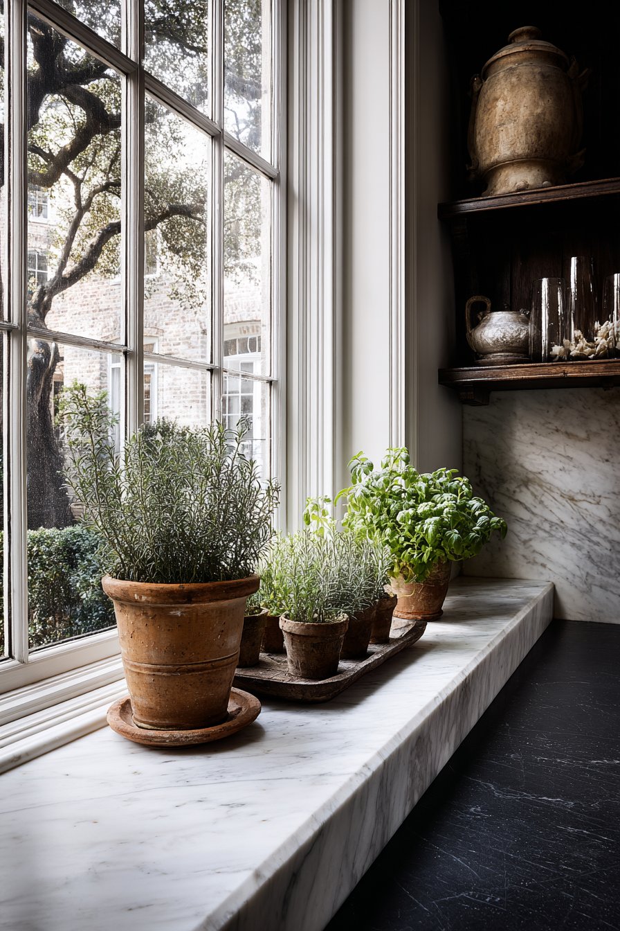 Marble Windowsill Workspace