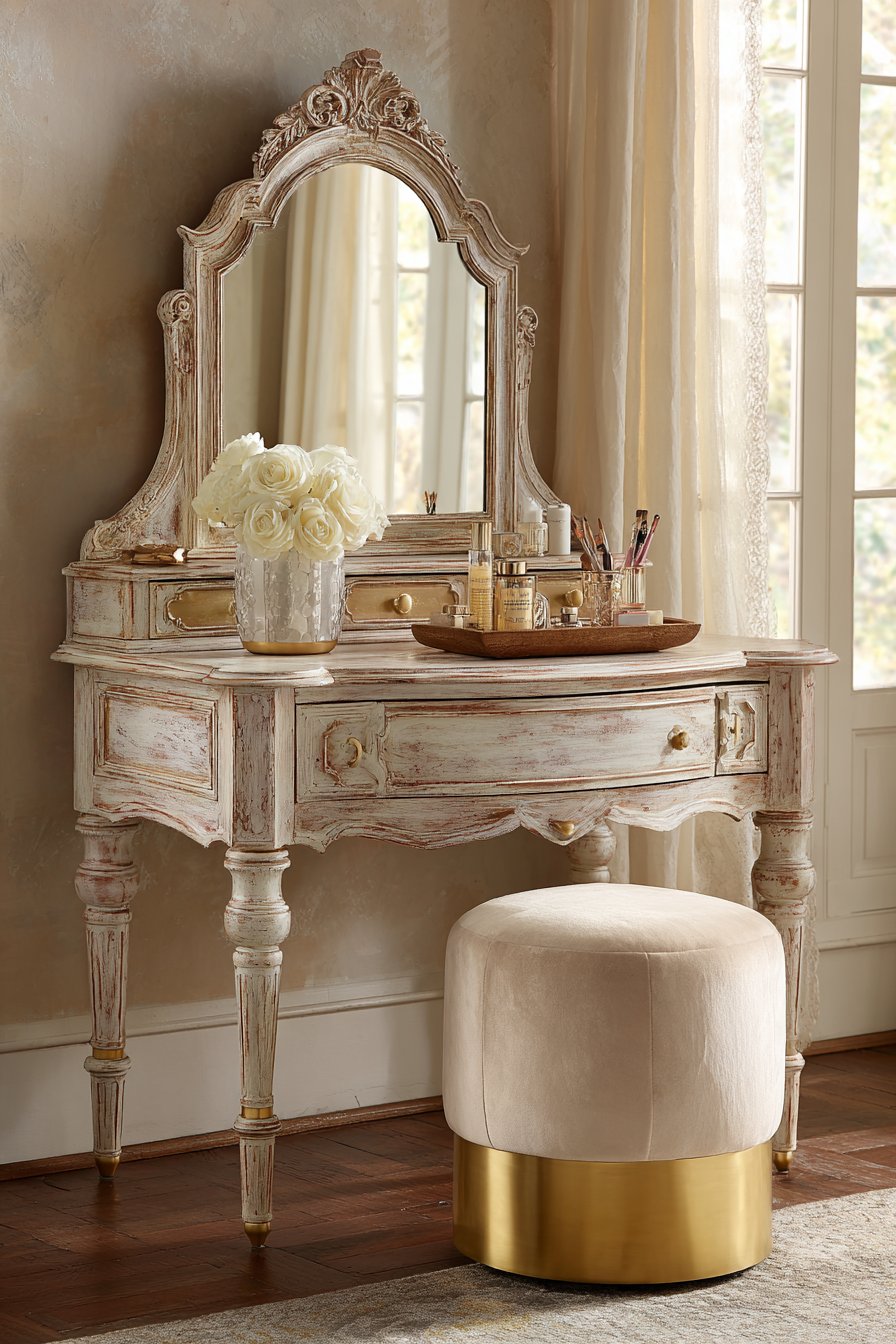 Vintage-Inspired Vanity Area