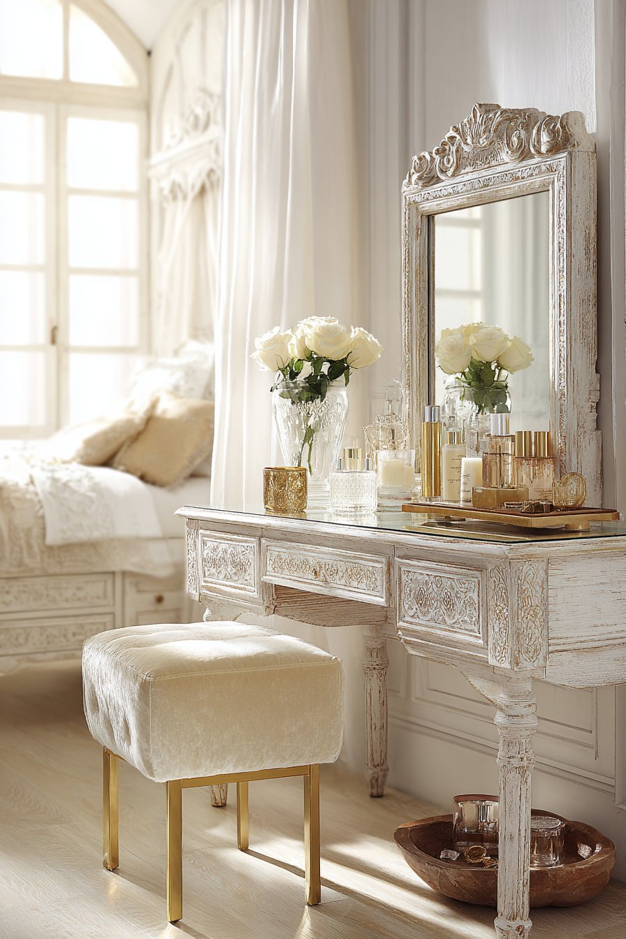 Vintage-Inspired Vanity Area