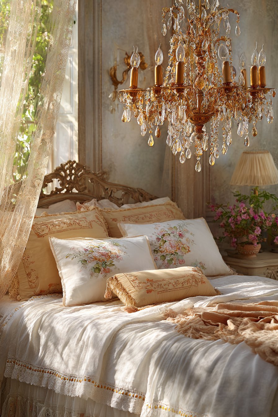 Vintage Crystal Chandelier Evening Glow