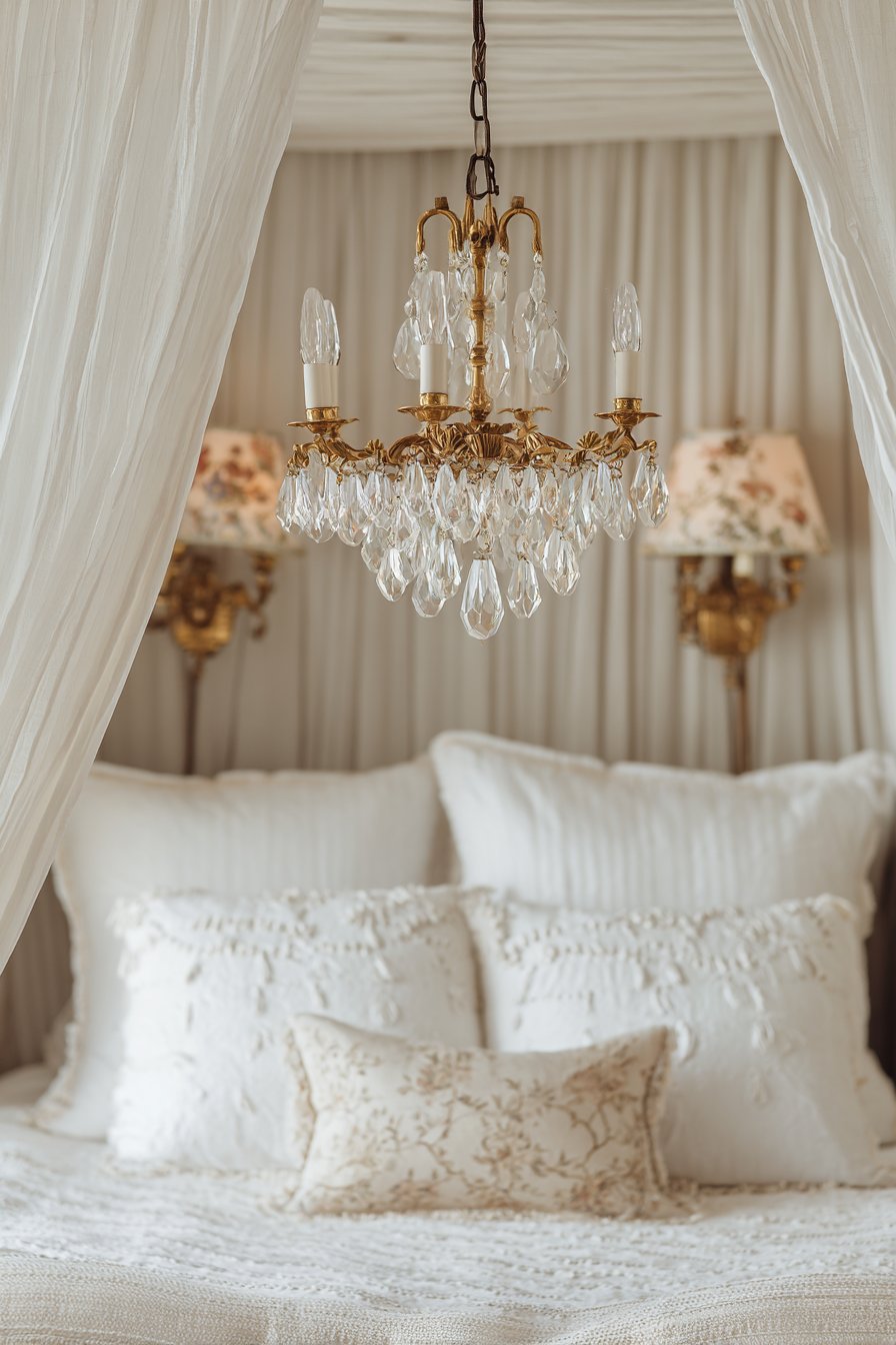 Vintage Crystal Chandelier Evening Glow