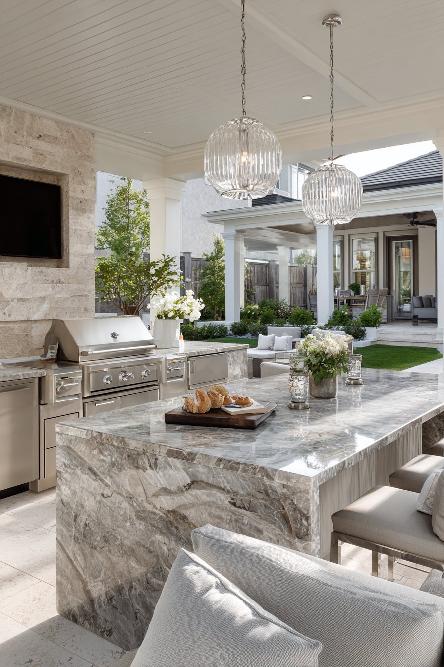 Luxurious Marble and Stainless Steel