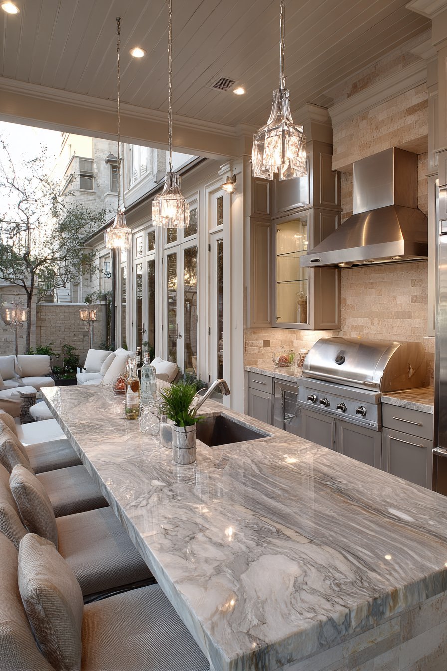 Luxurious Marble and Stainless Steel