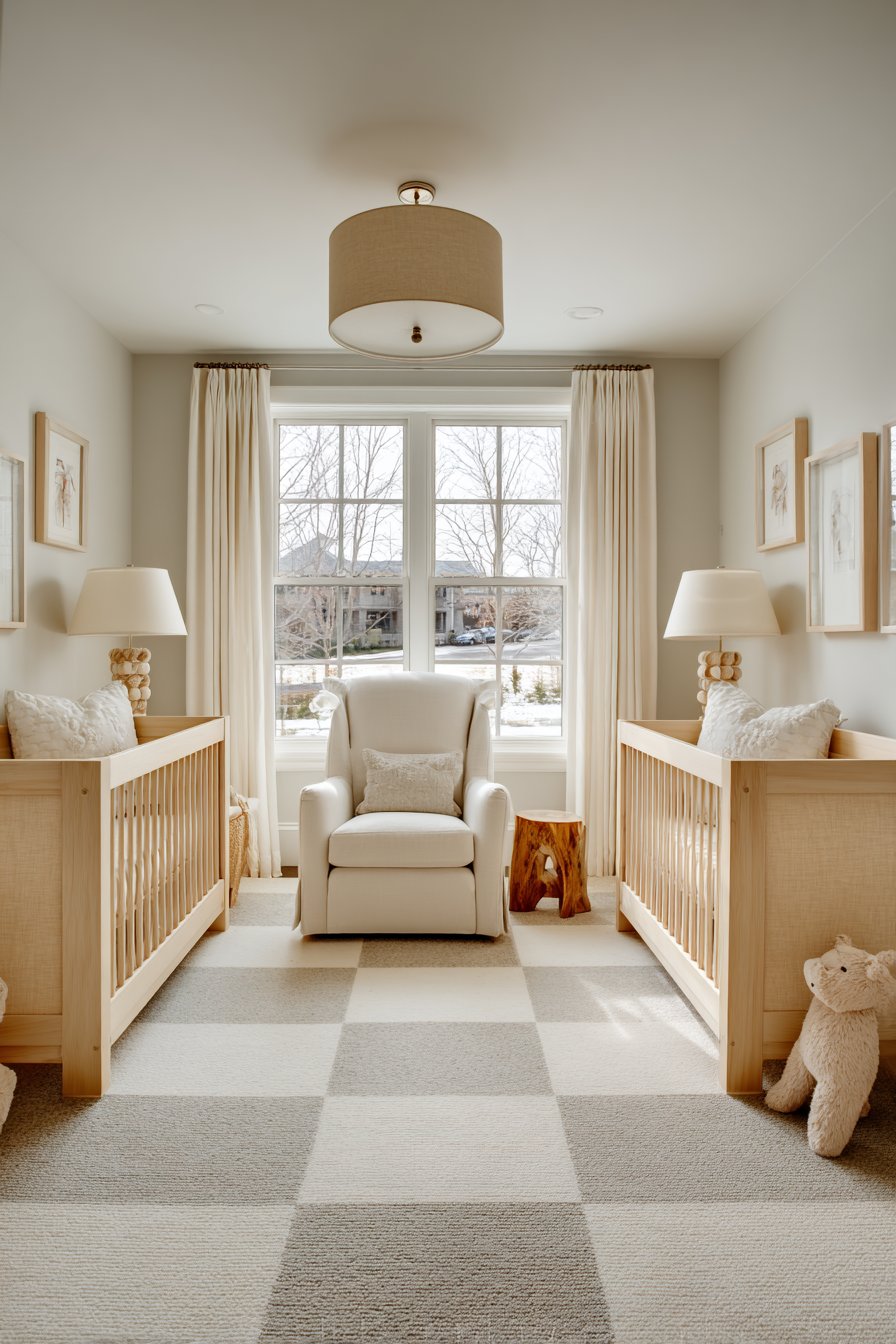 Symmetrical Twin Nursery Layout