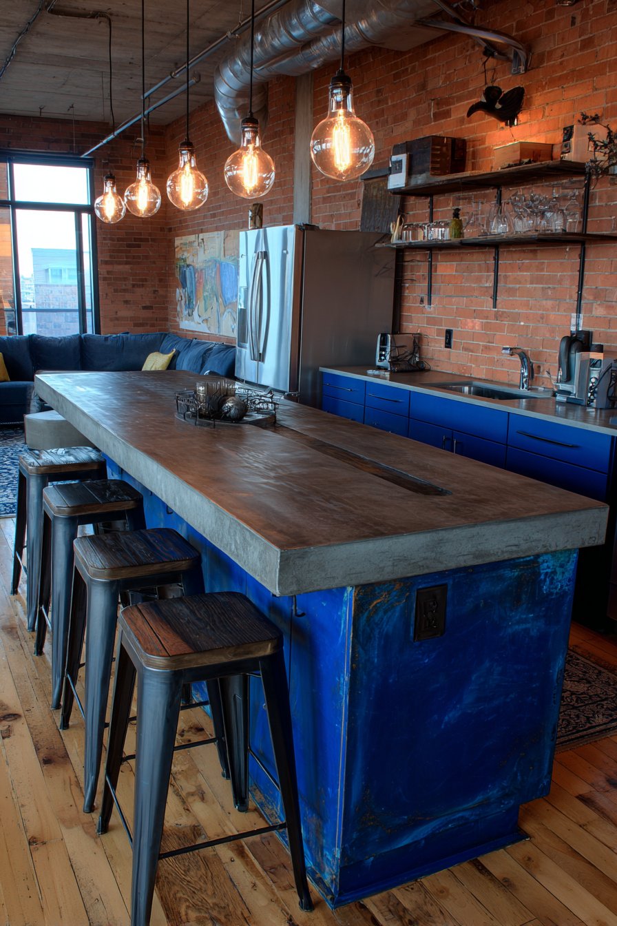 Industrial Navy Metal Cabinet Kitchen