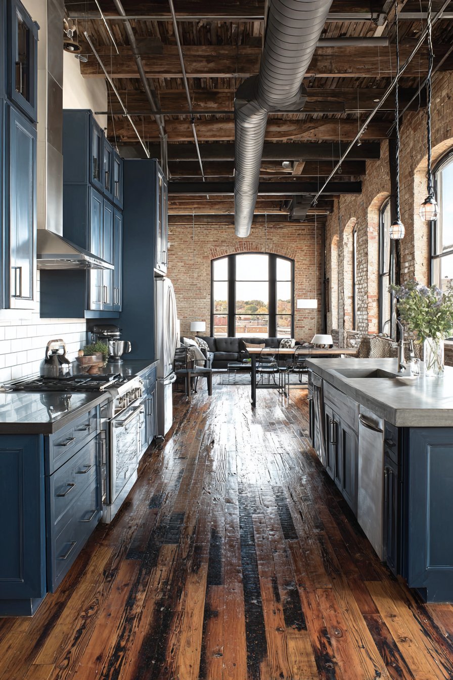 Industrial Navy Metal Cabinet Kitchen