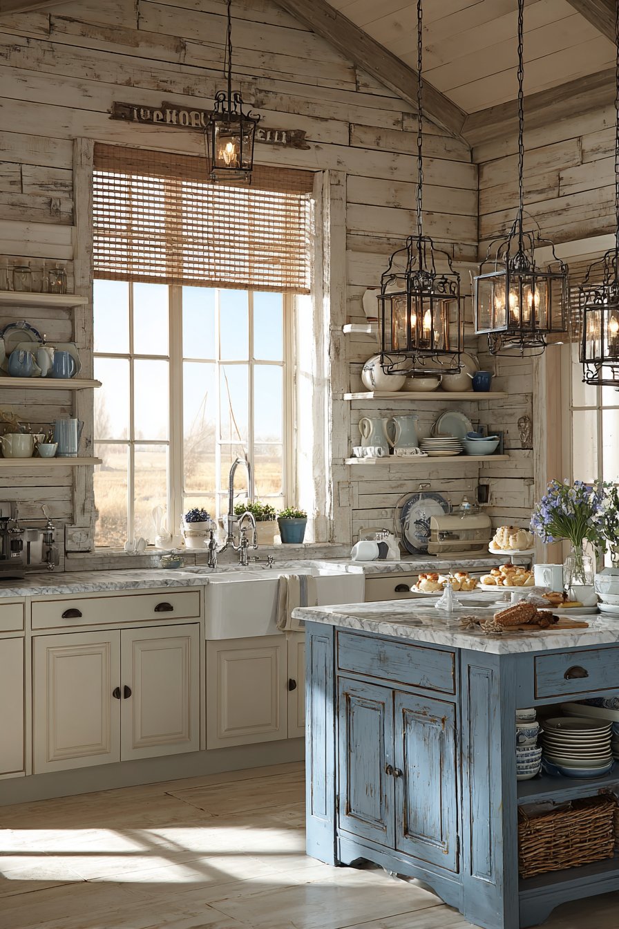 Whitewashed Plank with Vaulted Ceiling