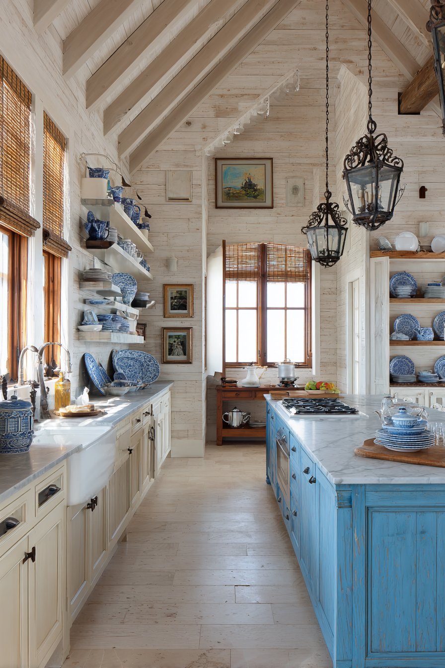 Whitewashed Plank with Vaulted Ceiling