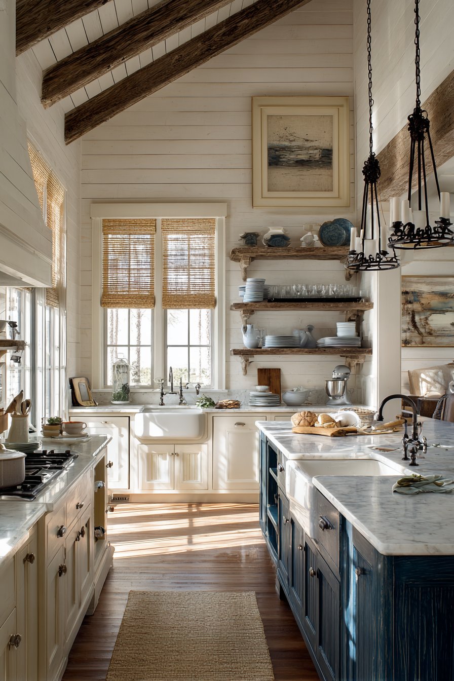 Whitewashed Plank with Vaulted Ceiling