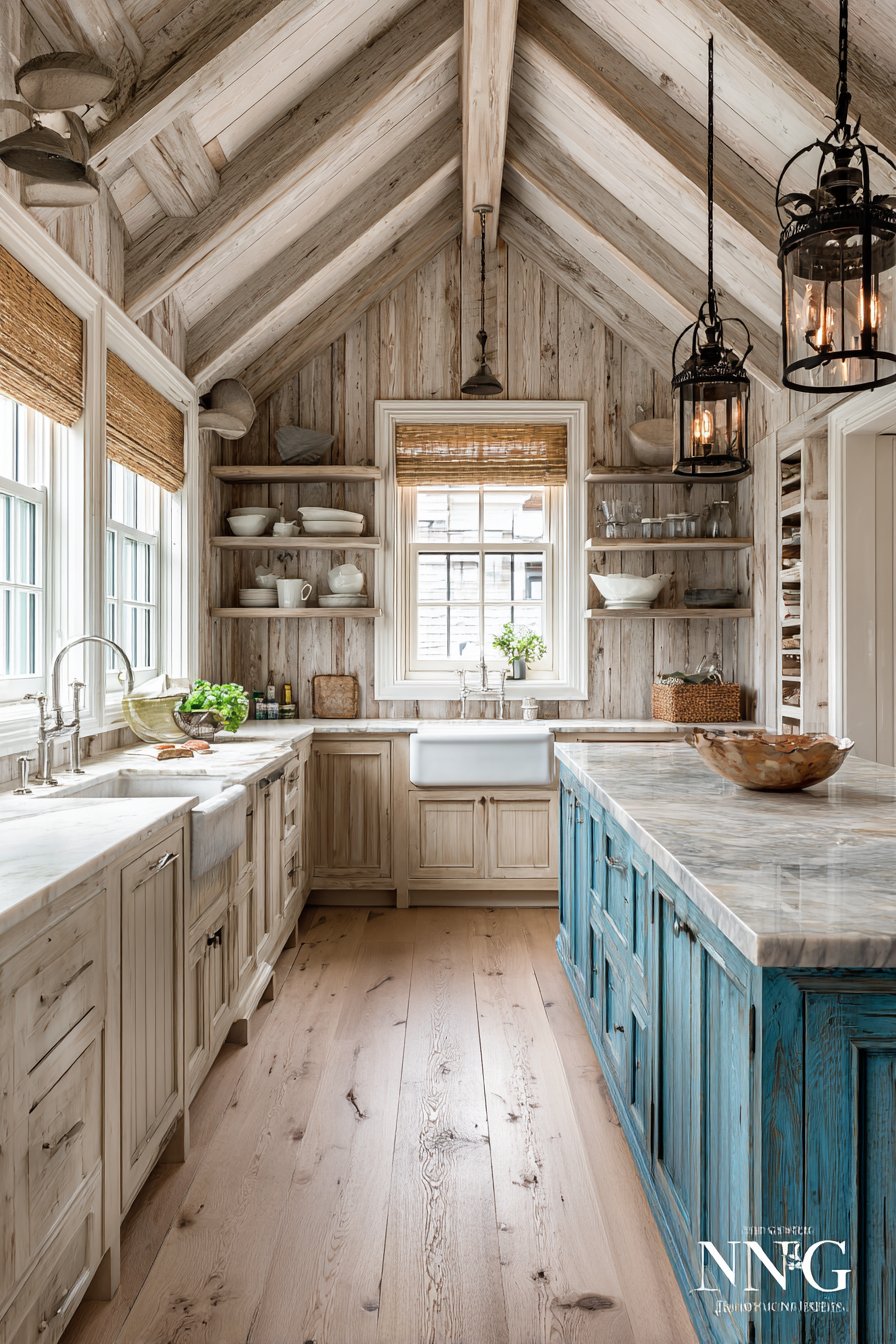 Whitewashed Plank with Vaulted Ceiling