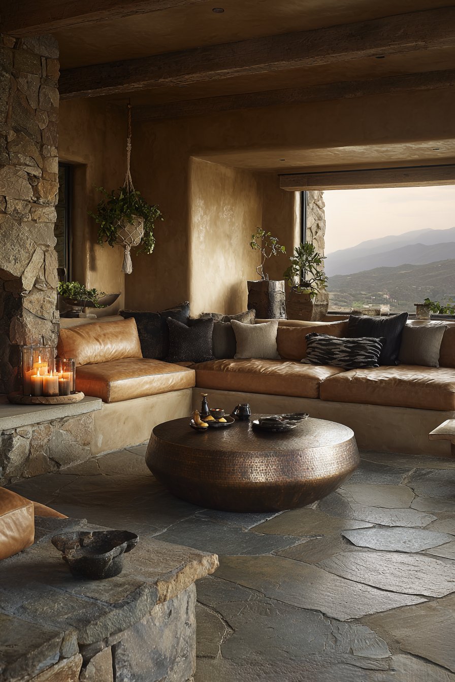 Sunken Leather Conversation Area