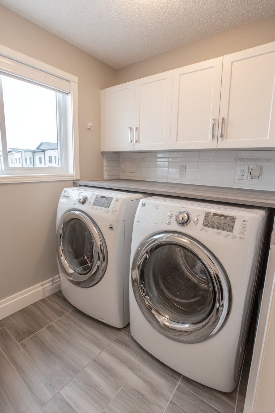 Side-by-Side Layout with Wood-Grain Counter