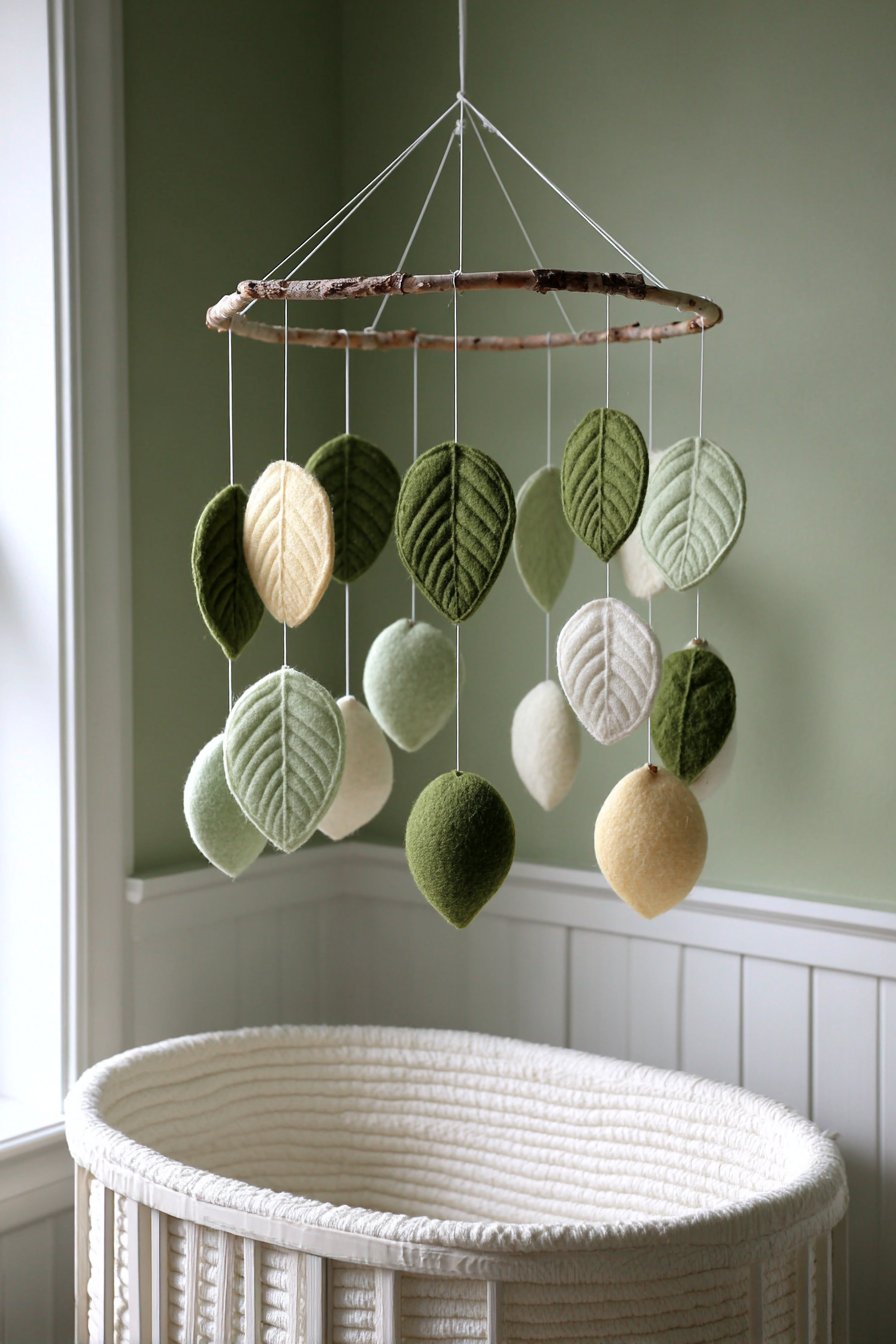 Handcrafted Mobile with Felt Leaves