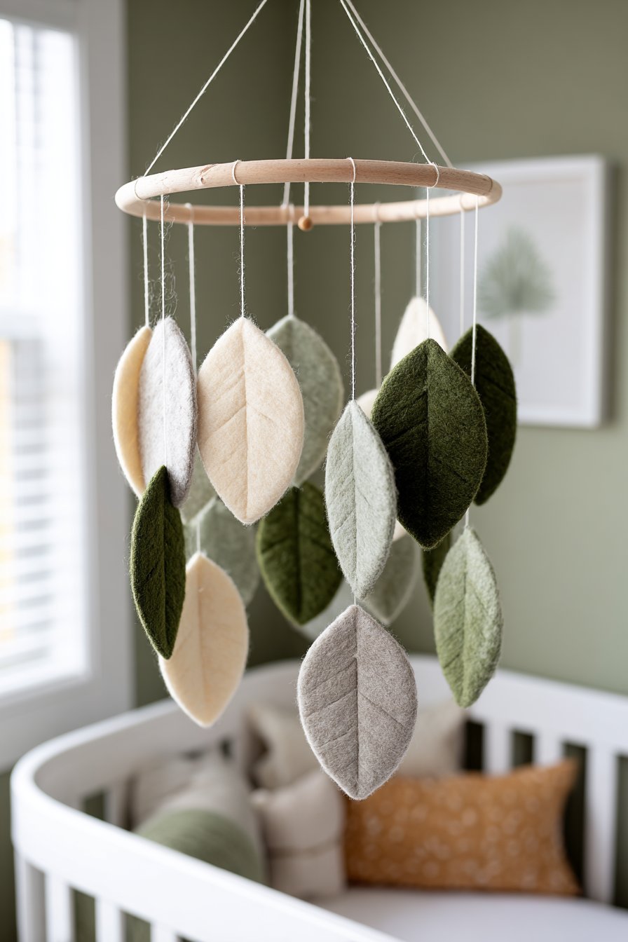Handcrafted Mobile with Felt Leaves