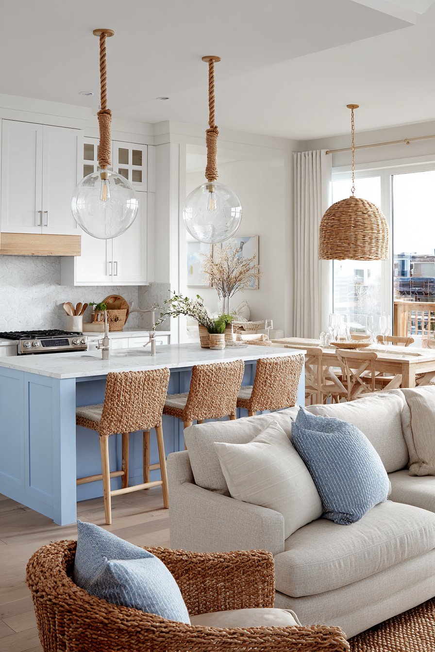 Coastal White and Blue with Natural Textures