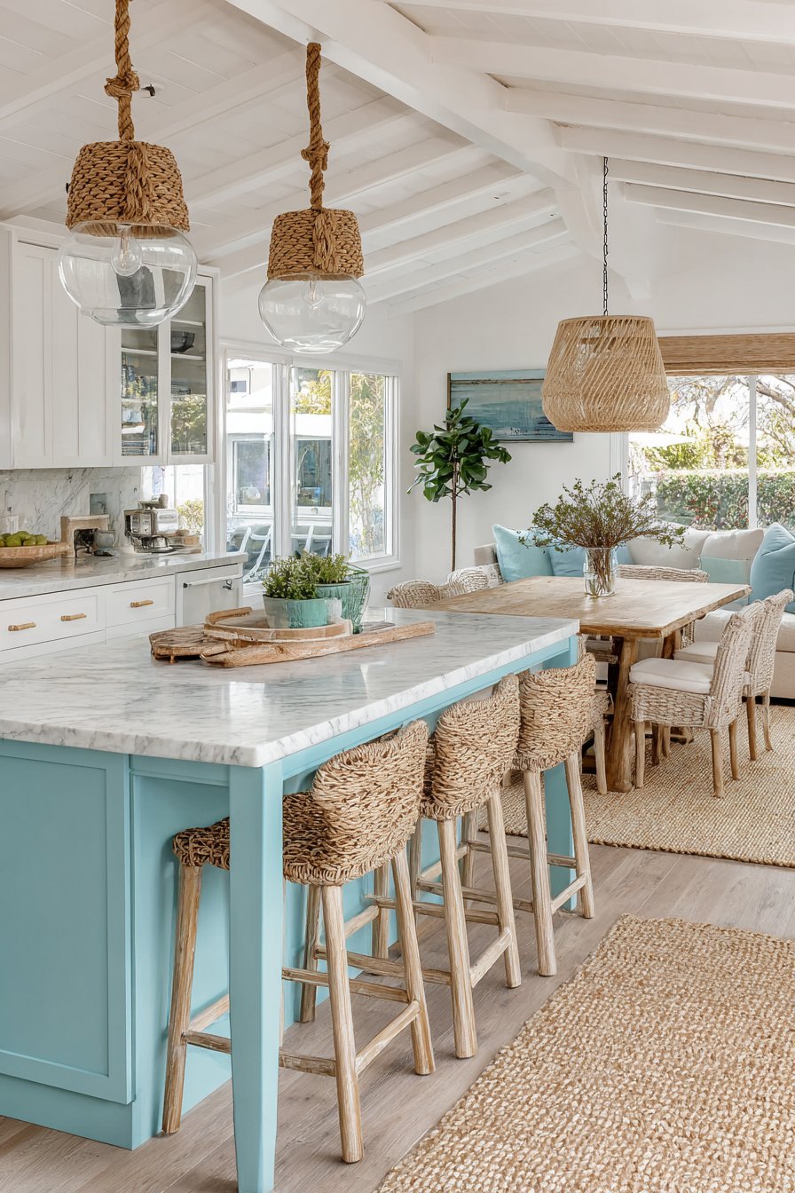 Coastal White and Blue with Natural Textures