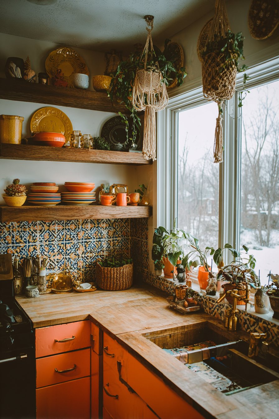 Bohemian Distressed Orange Kitchen