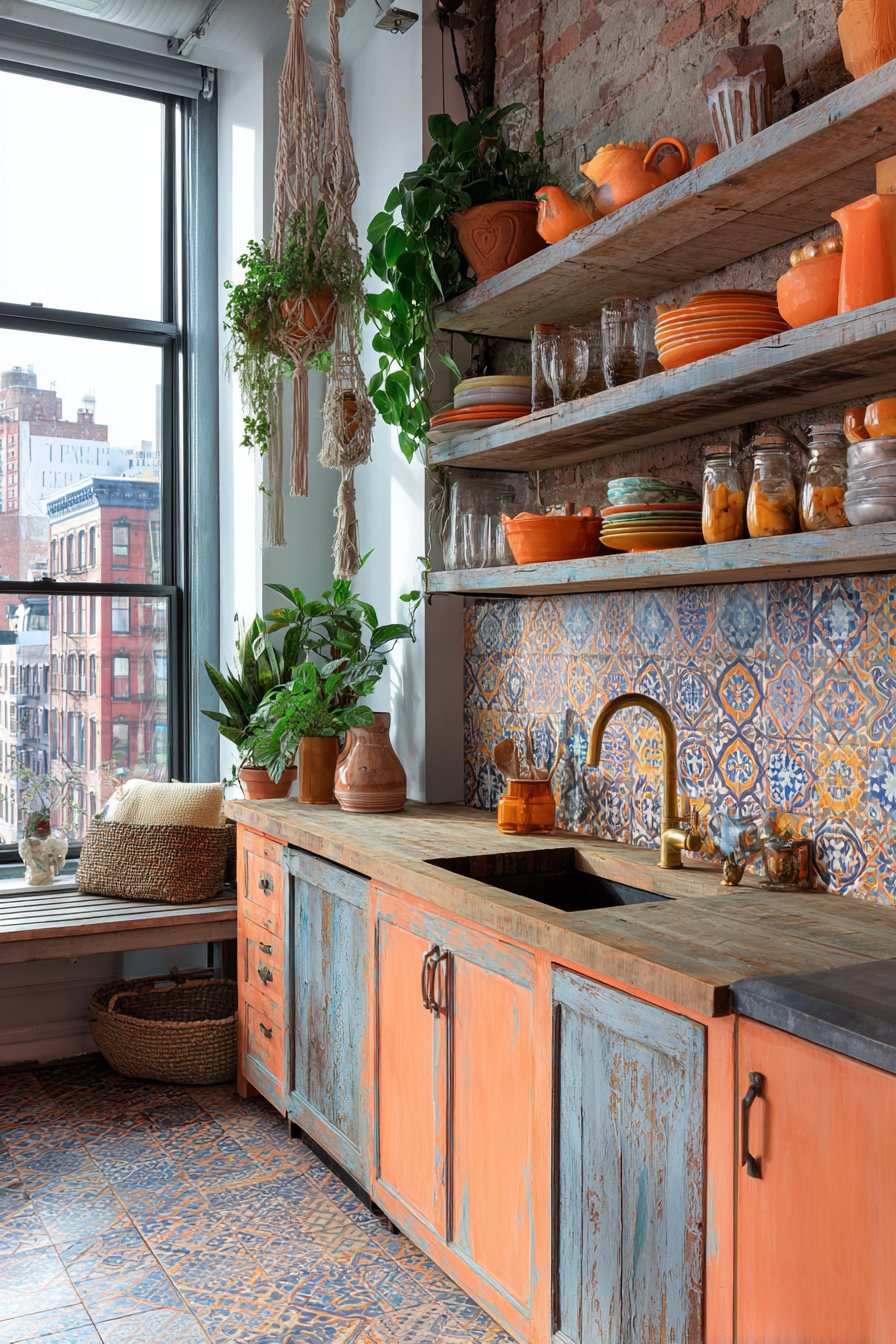 Bohemian Distressed Orange Kitchen